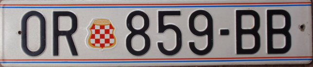 1995-8 series passenger plate used in Croat-controlled areas of Bosnia during the 1990s civil war